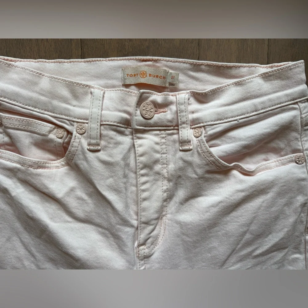 Tory Burch Mara Cropped Stretchy Jeans-Ballet Pink